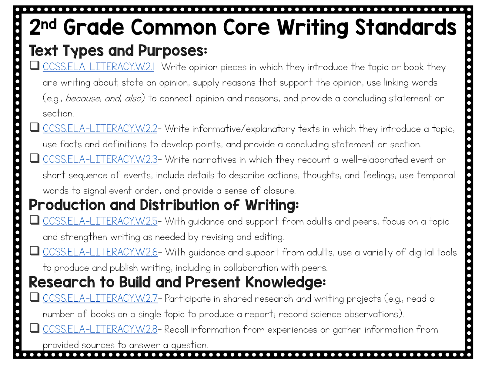 Writing Help For 2nd Grade 2nd Grade Writing Standards
