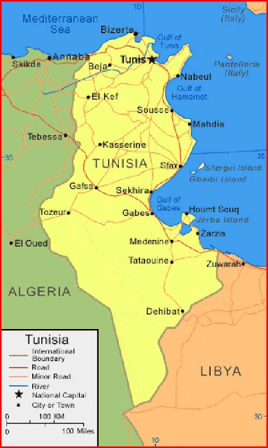 Peta Tunisia Gambar Peta Tunisia