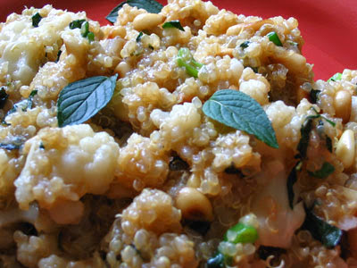 Minted Tamari Quinoa and Cauliflower with Pine Nuts