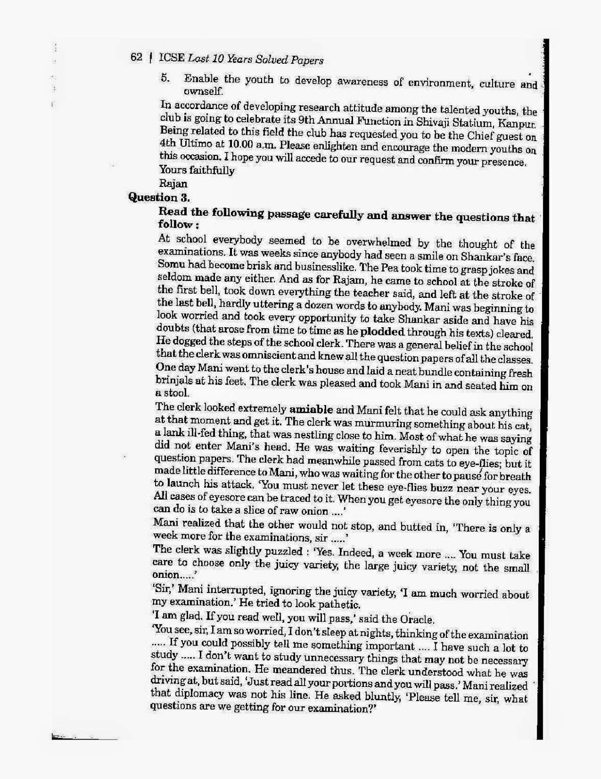 Icse class 10th English solved question paper 2009 Icse class 10th 2009 English Language solved question paper 2009