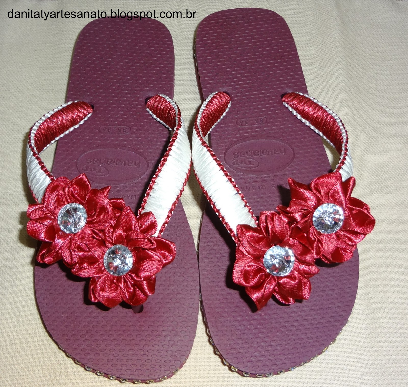 sandalias havaianas decoradas com miçangas passo a passo