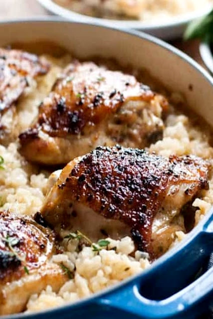 One Pot Creamy Parmesan Garlic Risotto with Lemon Pepper Chicken One Pot Creamy Parmesan Garlic Risotto with Lemon Pepper Chicken