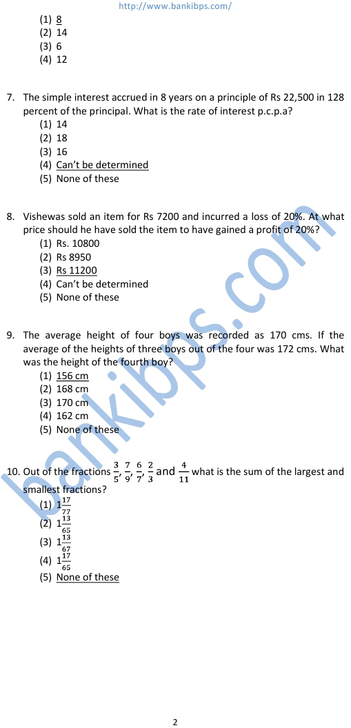 ibps clerical exam previous solved question papers