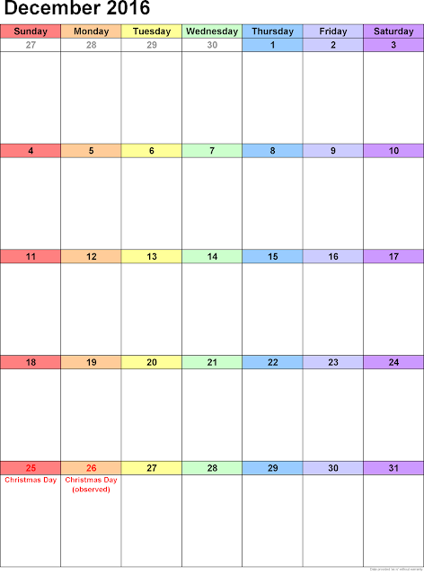 December 2016 Printable Calendar Portrait, December 2016 Blank Calendar, December 2016 Planner Cute, December 2016 Calendar Download Free