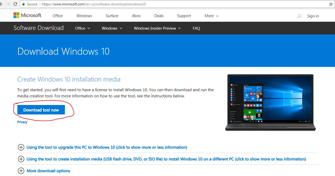 microsoft com en us software download windows10