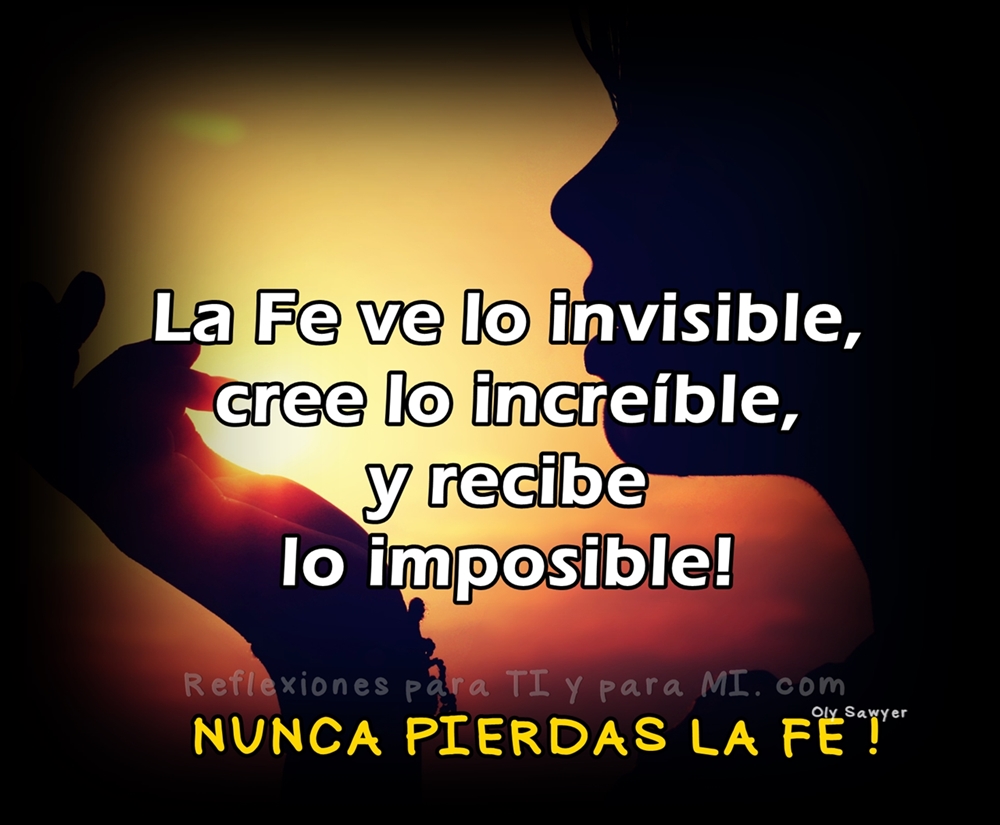 Reflexiones para TI y para MÍ ** NUNCA PIERDAS LA FE ! La Fe ve lo