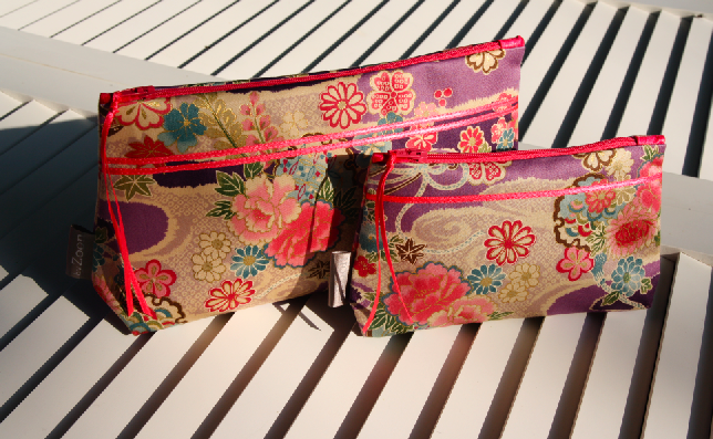 Trousse geisha- 26/14cm -  tissu japonais  & mini trousse- Série épuisée -