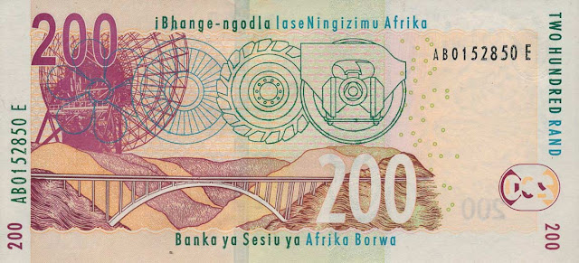 South African Money 200 Rand banknote 2005 Bloukrans Bridge