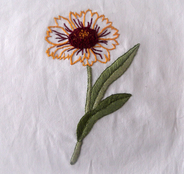 embroidery, stitching, flower, floral, leafs