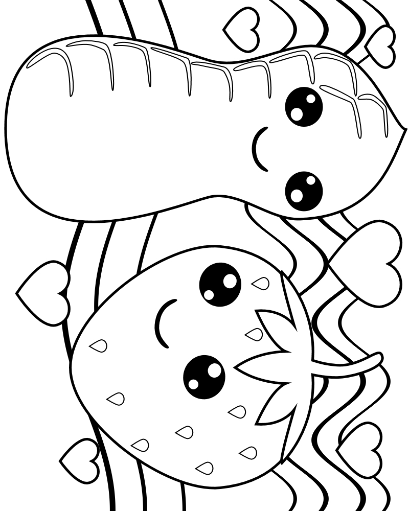 Cute Fruits Coloring Page - Free Printable Coloring Pages for Kids