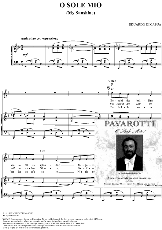 New Hartford, N.Y. Online O Sole Mio with English translation...
