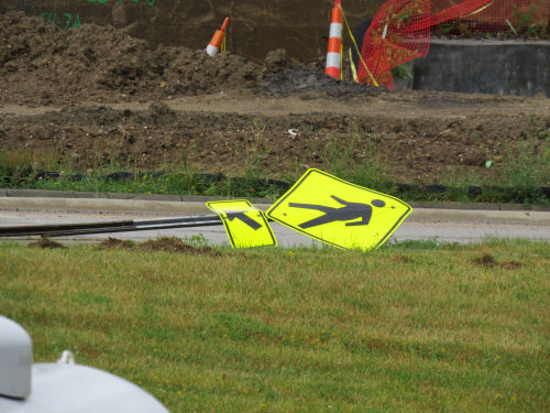 pedestrian trail sign down