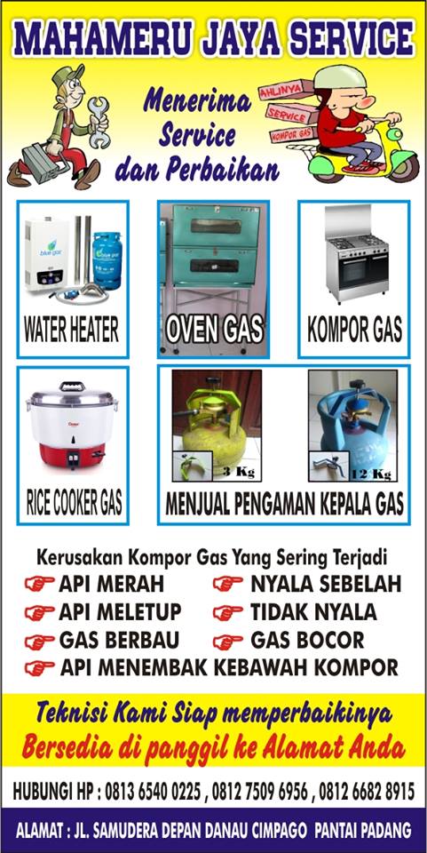 SERVIS KOMPOR GAS SEMUA MEREK KOTA PADANG