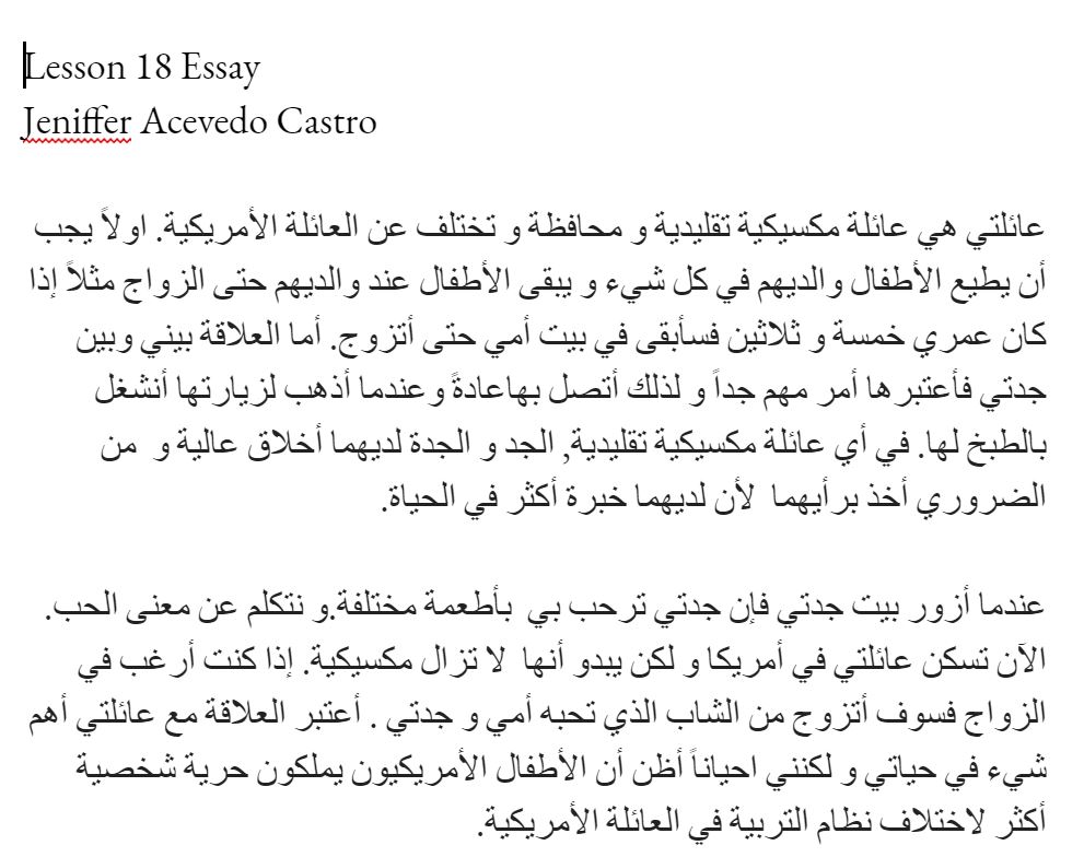 essay about family in arabic