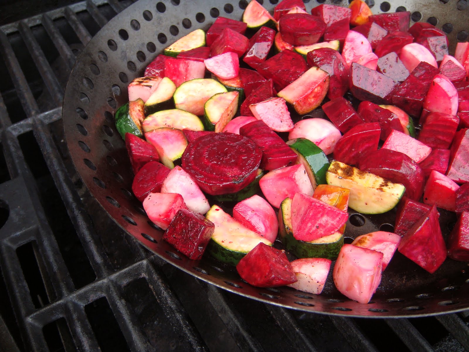 kaffeinated Fire Roasted Beets, Turnips and Zucchini, and Simple Guacamole