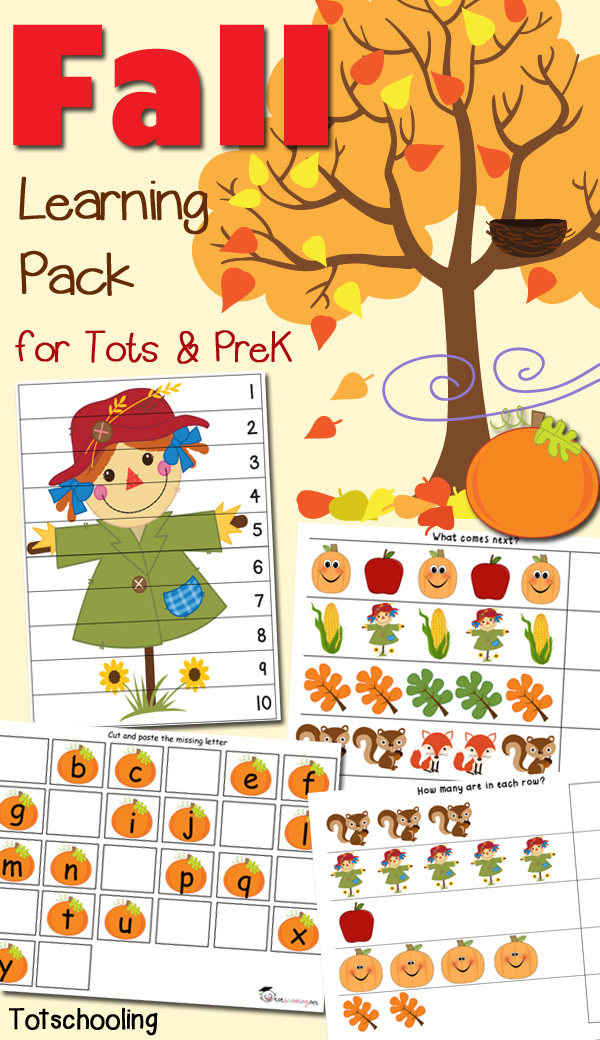 Fall Learning Pack For Toddlers Preschoolers Totschooling Toddler Preschool Kindergarten