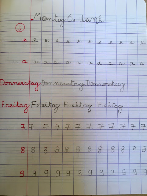 Cahier du jour au mois de juin, élève de grande section de maternelle.