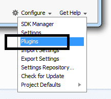 Configure > Plugins Android Studio Configure > Plugins Android Studio