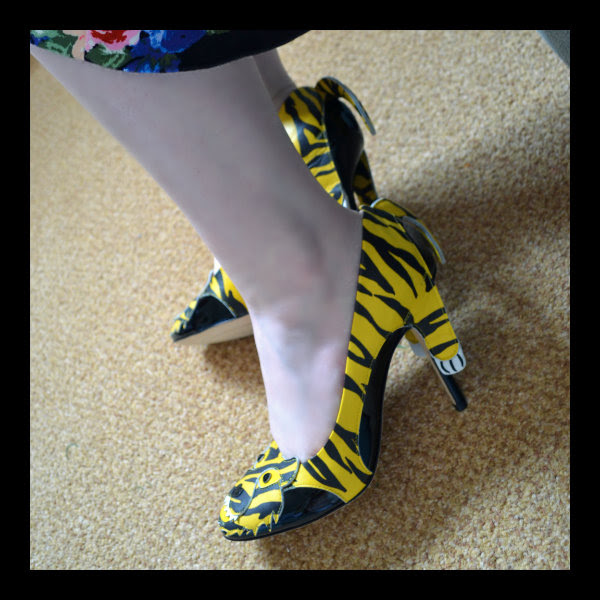 wearing moschino cheap & chic tiger heels wearing moschino cheap & chic tiger heels