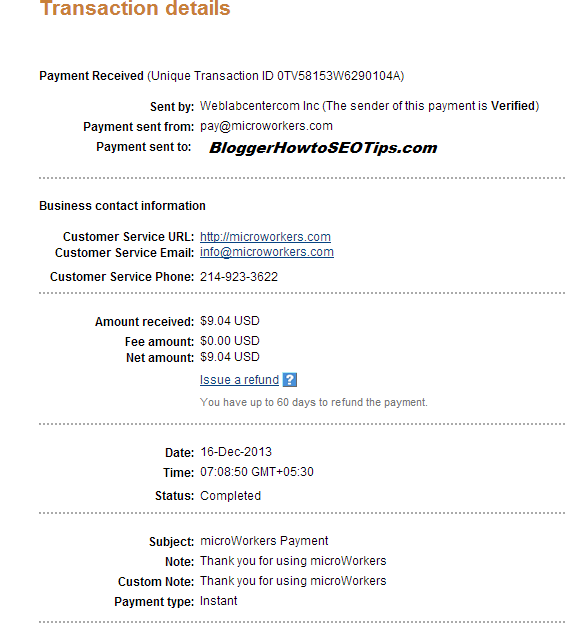 Microworkers Payment Proof 2015