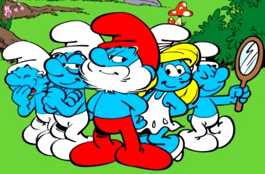 Los Pitufos Dibujos de pitufos felices en su aldea