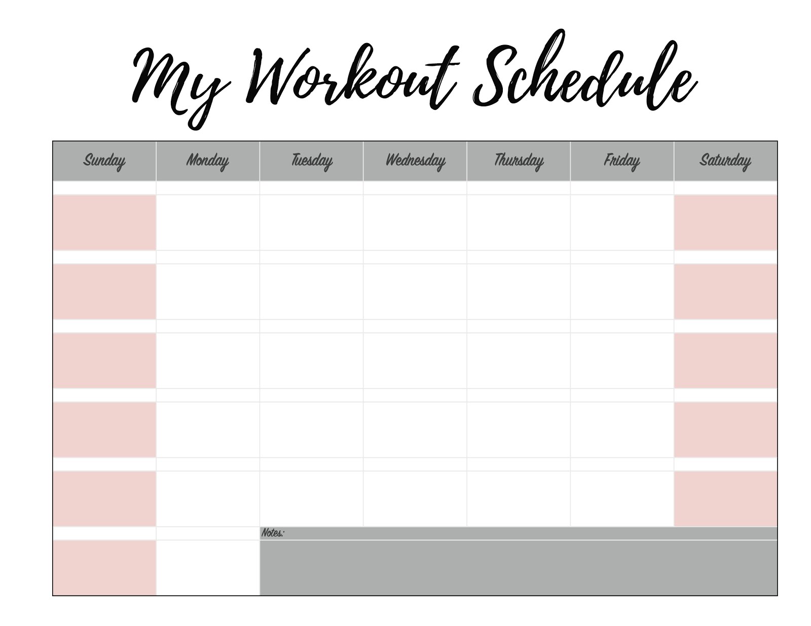Fitness Cute Workout Planner Template