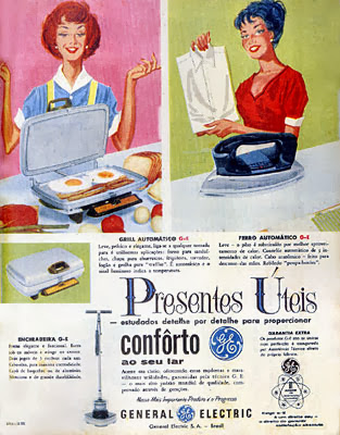 Propaganda com dicas de presentes úteis da General Eletric nos anos 60.