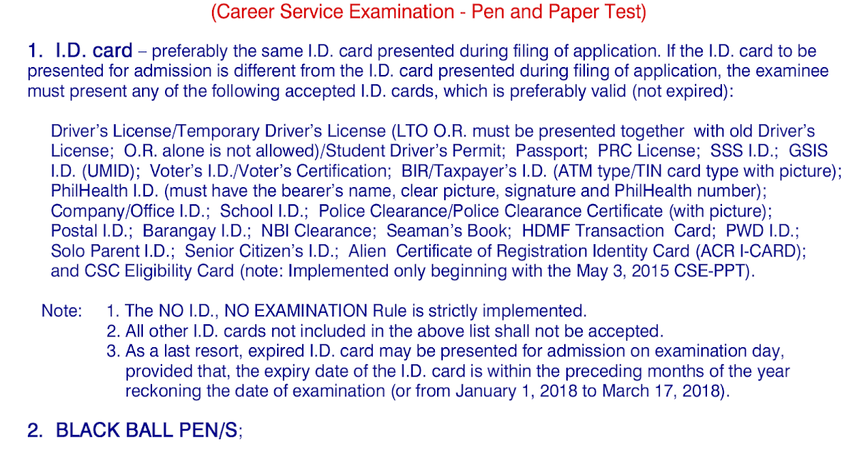 Civil Service Exam PH What To Bring on Examination Day