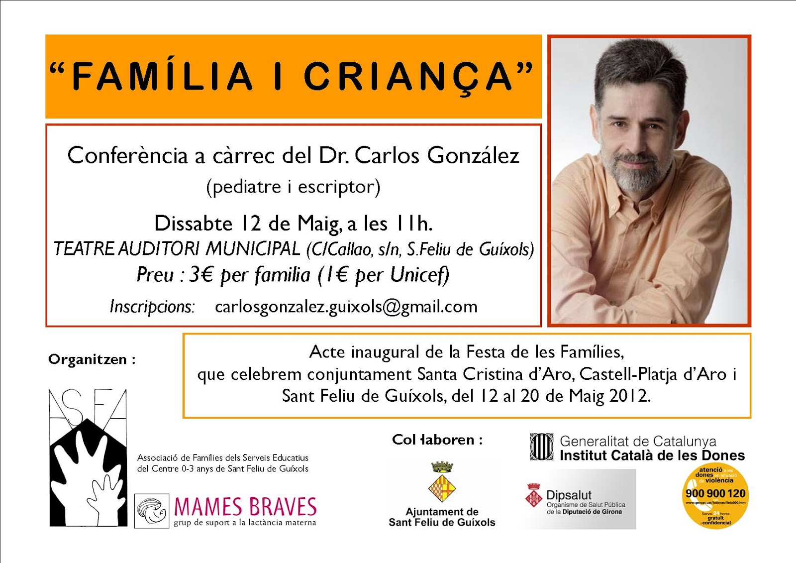 Dr. CARLOS GONZALEZ a Sant Feliu de Guíxols, dissabte 12 de Maig de 2012