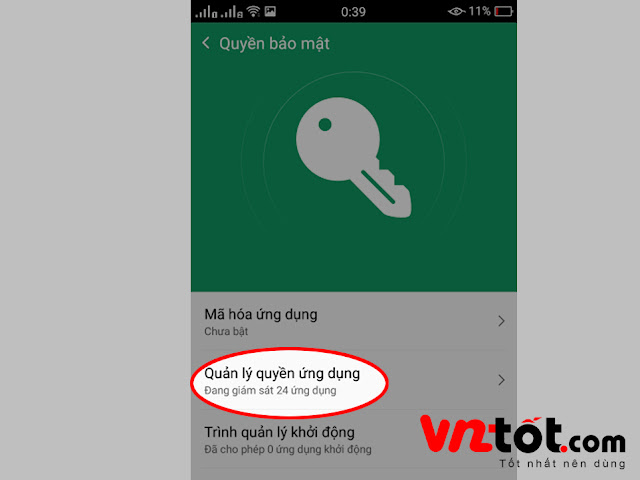 Chọn Quản lý quyền ứng dụng