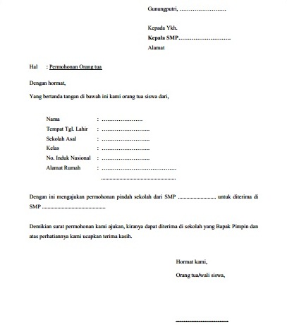Contoh Surat Pindah Sekolah Word  Kumpulan Contoh