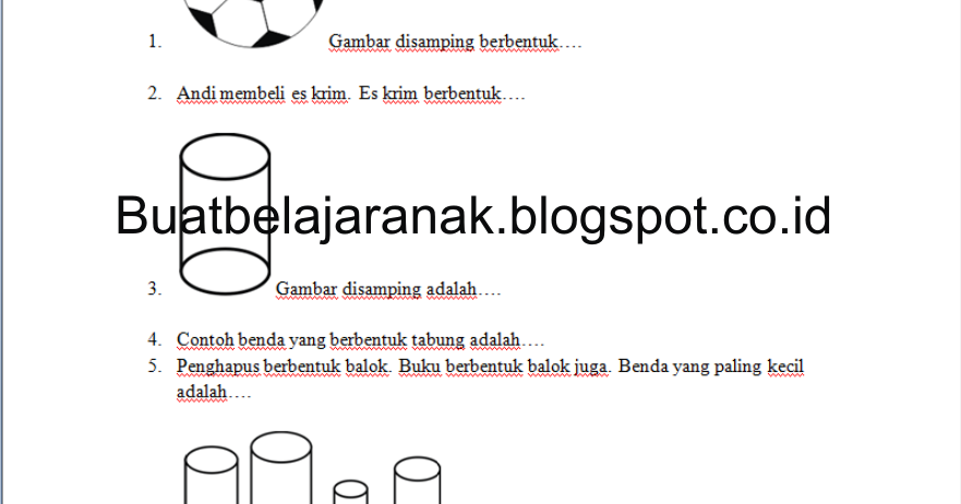 Contoh Soal MATEMATIKA Kelas 1 SD Bab Bangun Ruang Buat Belajar Anak Contoh Soal MATEMATIKA Kelas 1 SD Bab Bangun Ruang Buat Belajar Anak
