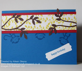 Birthday card using Stampin' Up!'s Fox and Friends, Borderlines and the Bird Builder Punch
