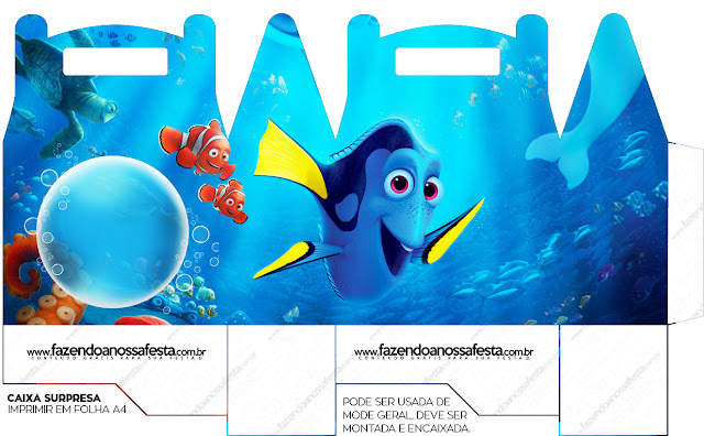Buscando a Dory: Cajas para Imprimir Gratis. Caja Lunch de Buscando a Dory para Imprimir Gratis.