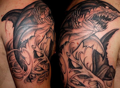Tatuaje de Tiburón blanco estilo japonés