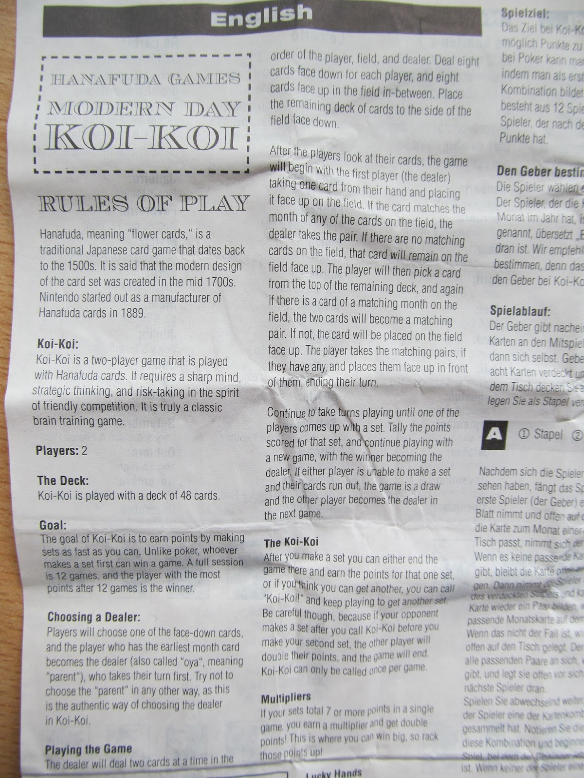 Hanafuda Hub!: Nintendo's official Koi-Koi Rules - European edition