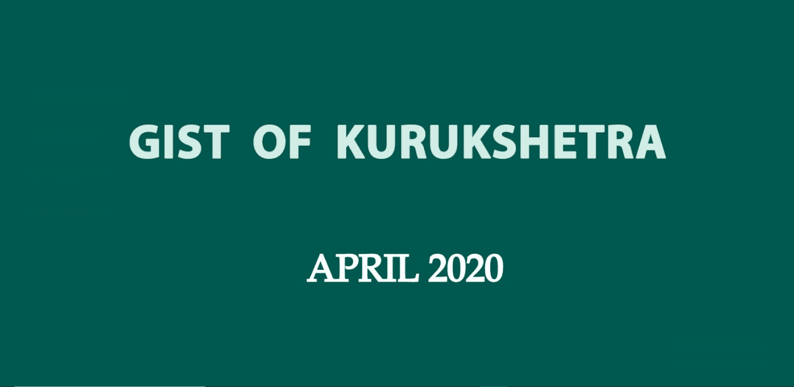Gist of Kurukshetra April 2020 PDF