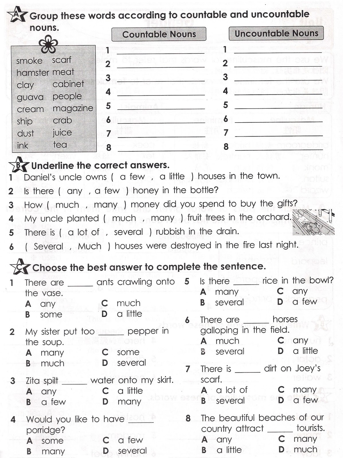 World Of English Usage Grammar Exercise Countable Uncountable Nouns