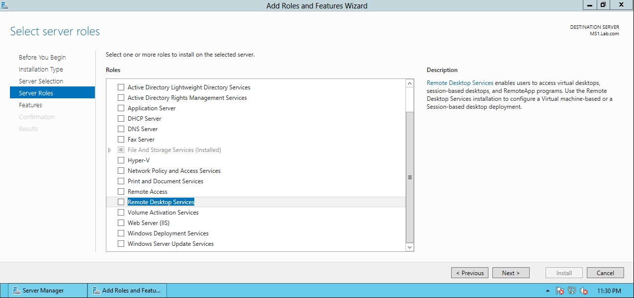 AD Shot Gyan: Installing Remote Desktop Services as Role Based