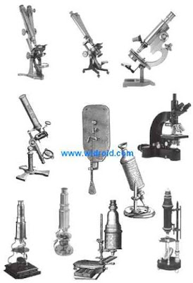 A simple Leeuwenhoek microscope (center), surrounded by examples of early compound light microscopes. A simple Leeuwenhoek microscope (center), surrounded by examples of early compound light microscopes.