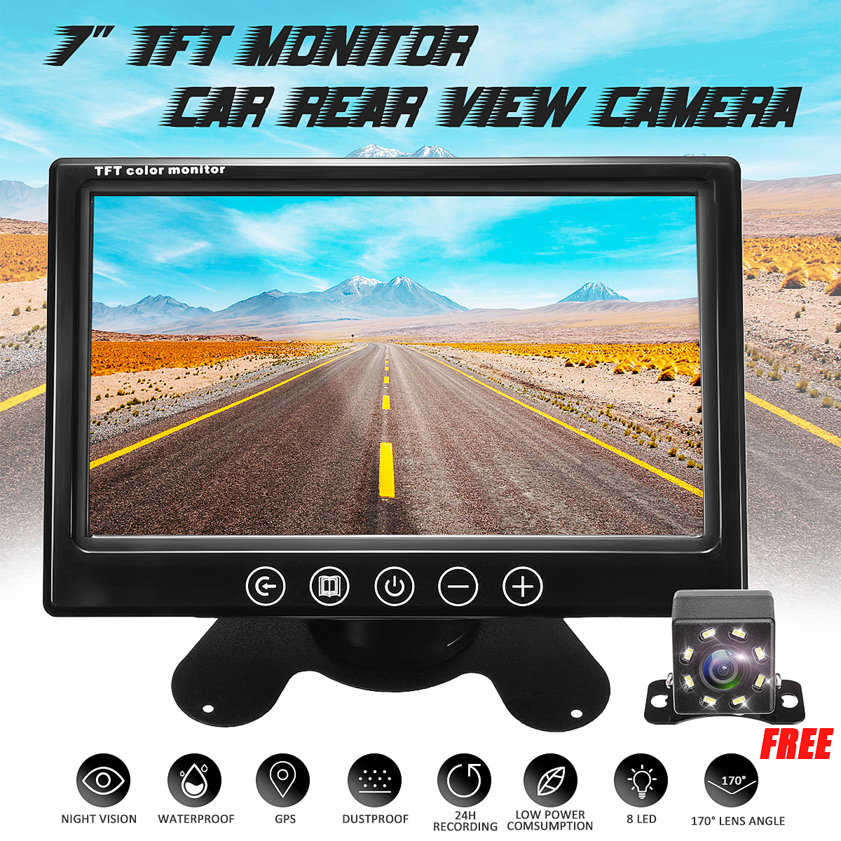 7 Inch TFT LCD Colour CCTV Car Security DVR Camera Reverse Backup