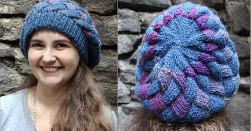 Entrelac Beret Knitting Pattern, source Lionbrand.com | Entrelac Knitting Patterns