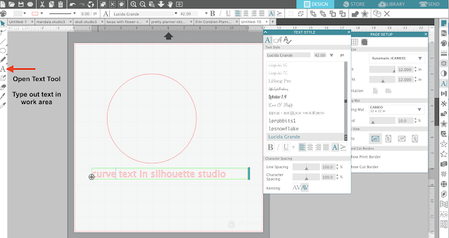 curve text in silhouette studio, word art silhouette studio, silhouette studio tutorials, text tool basics silhouette, Silhouette tutorial, Silhouette Studio