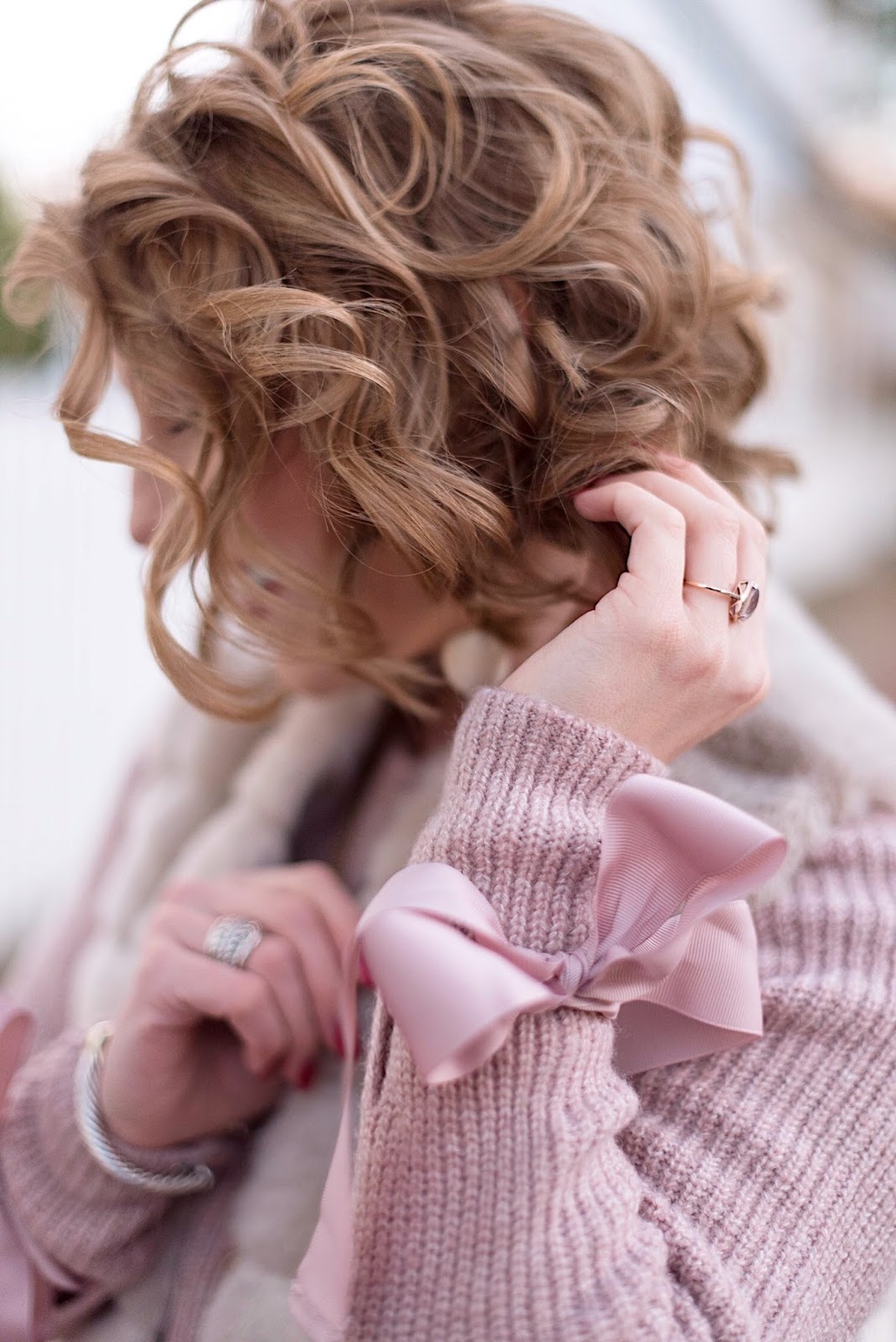 Bow Sleeve Sweater Dress & Faux Fur Vest - Something Delightful Blog