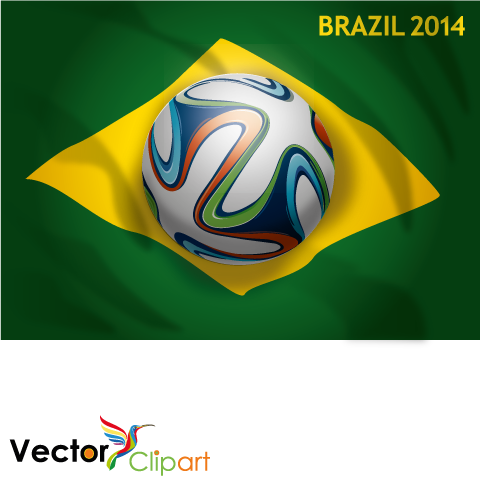 Brazuca sobre bandera Brasil 2014 - Vector