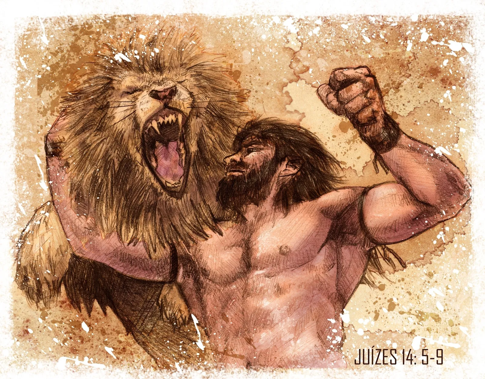 Sansão lutando com um Leão