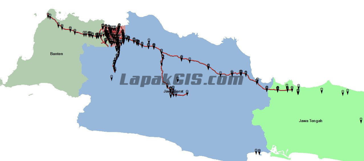 Jalan-Gerbang Tol Jawa-Bali format SHP Shapefile