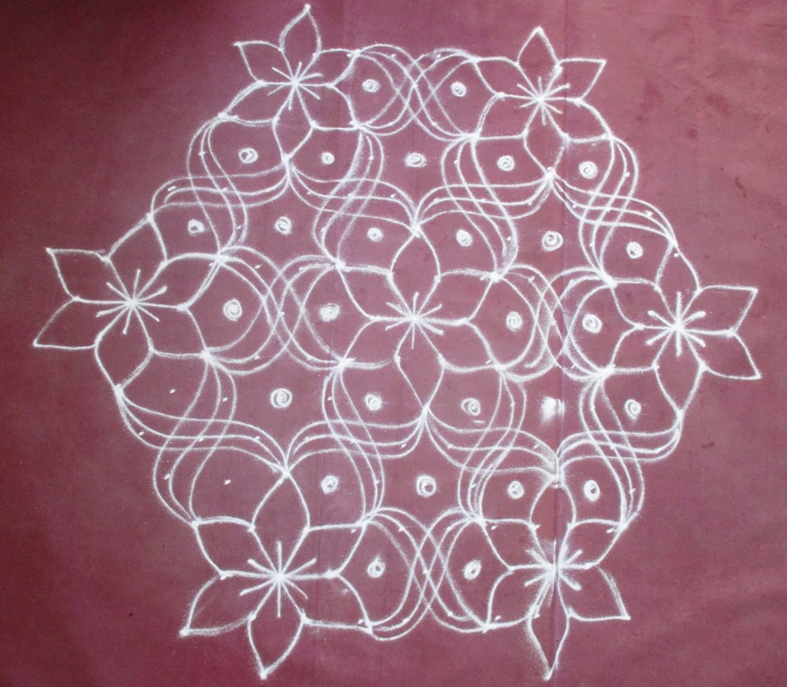 Dot kolam | flower designs ( 15 to 8 )