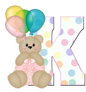 Abecedarios de Osita de Peluche con Globos. Teddy Bear with Balloons Alphabet.