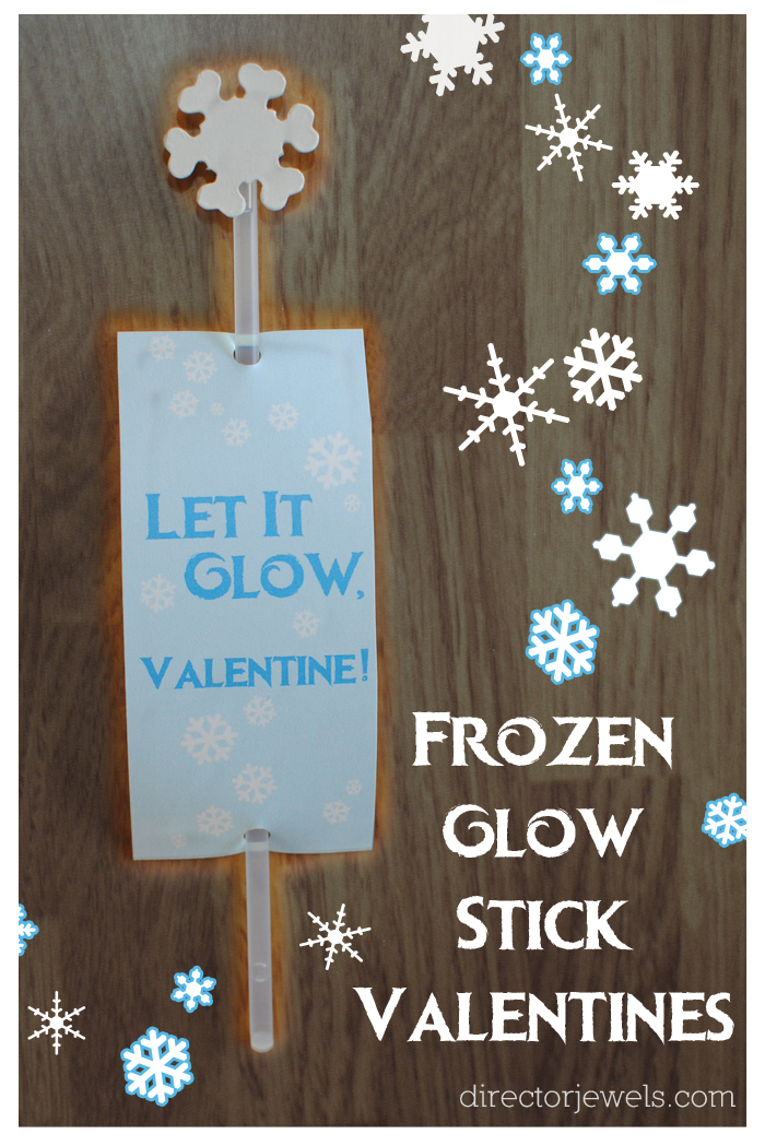Frozen Valentines, "Let It Glow" Frozen Inspired Classroom Valentine Cards, Glow Stick Valentine Card at directorjewels.com